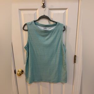 Croft & Barrow Light Green White Pattern 100% Cotton Tank XXL Plus Natural Fiber